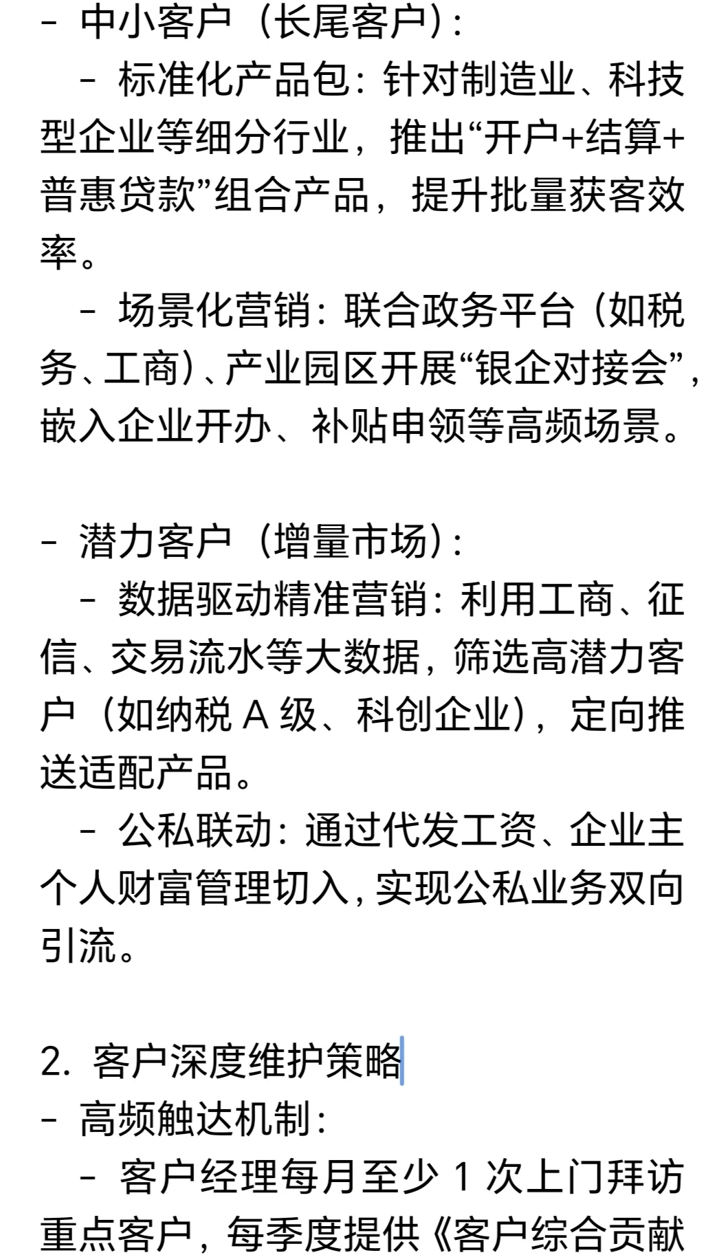银行公司业务发展策略