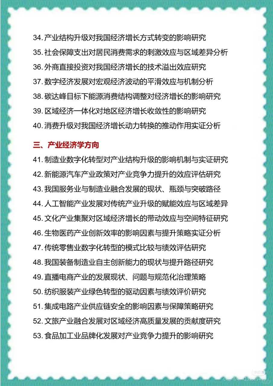 宝子们，经济学专业毕业论文选题来了