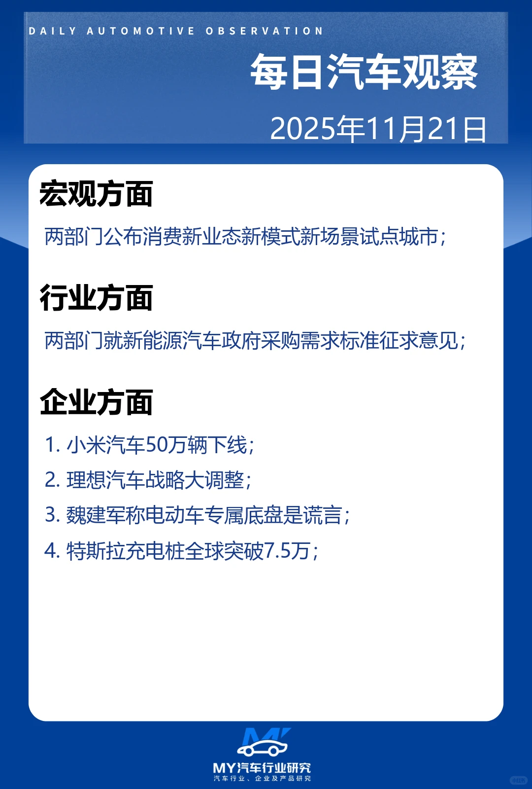 每日汽车观察 2025年11月21日