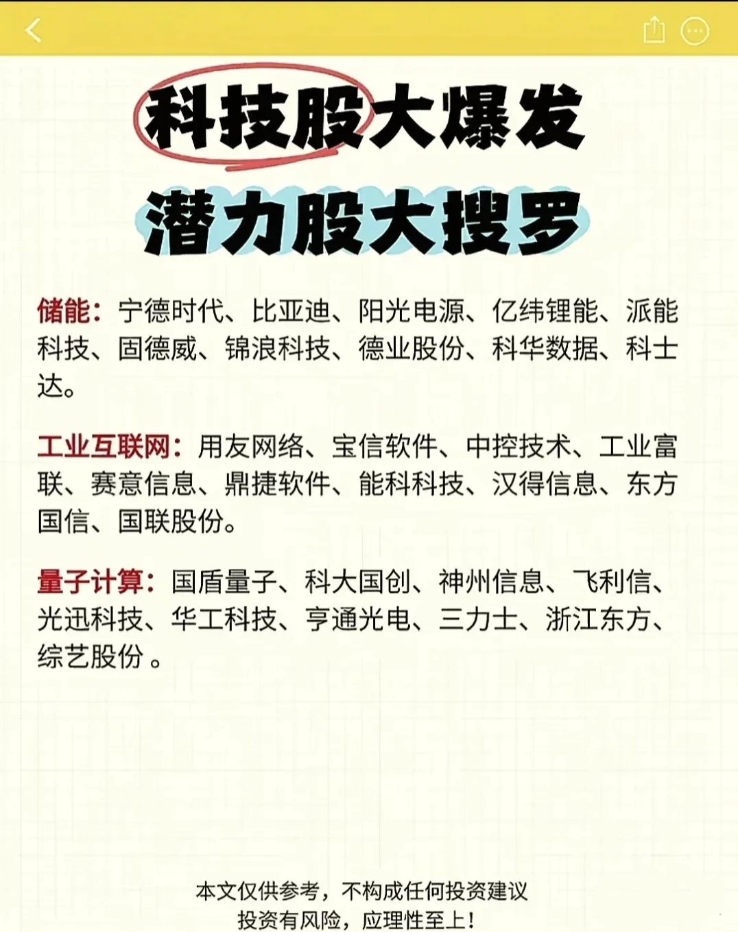 科技股相关领域概念大全！