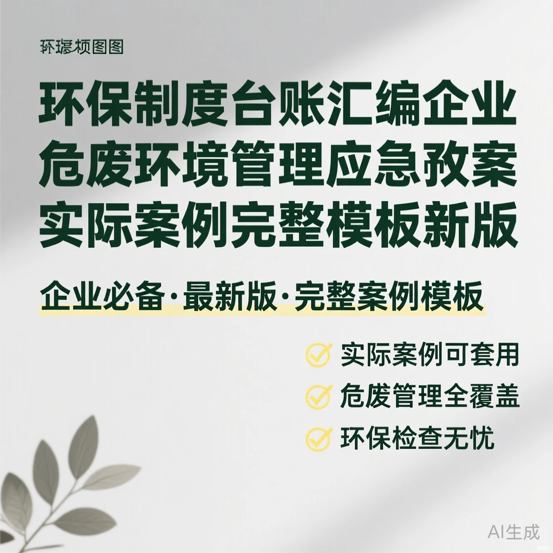 环保制度台账汇编|企业危废管理应急预案模
