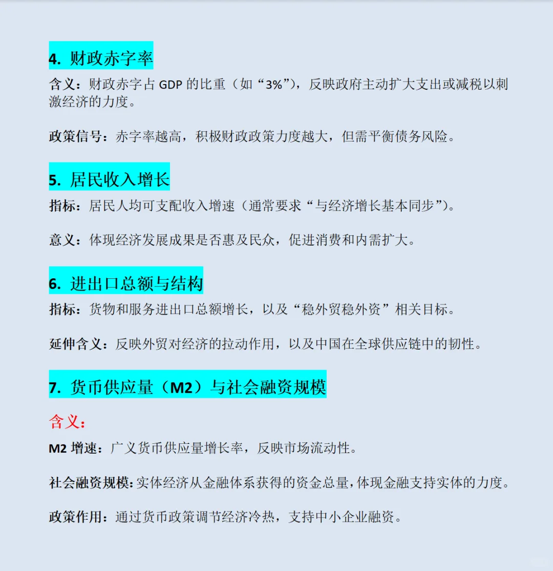 政府工作报告各个经济指标解析
