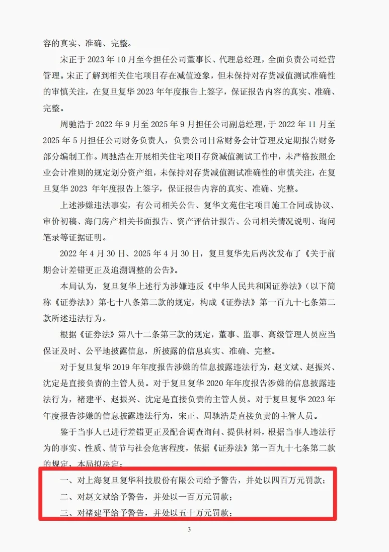 复旦复华财务舞弊要点梳理
