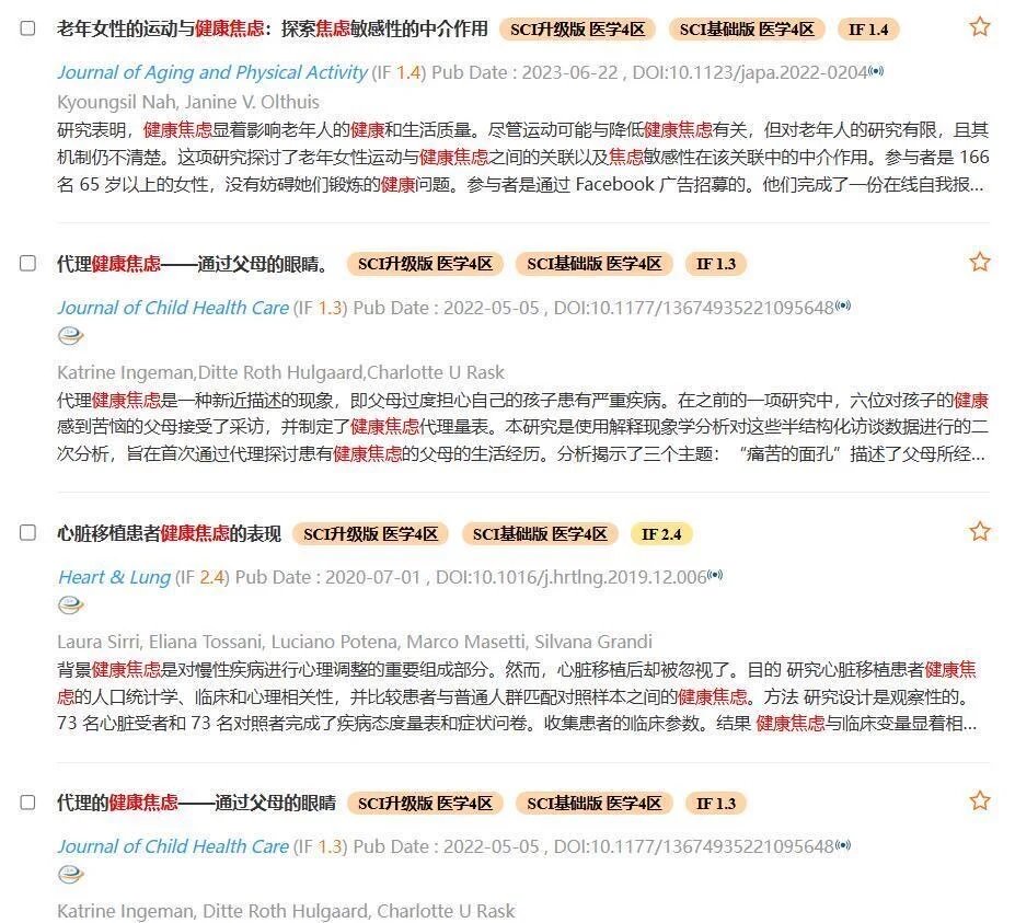 科研最新热点研究方向：健康焦虑！！！