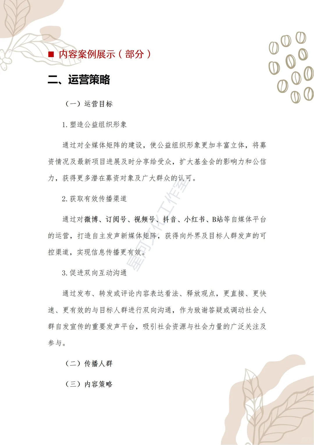 做项目自媒体运营方案啦！