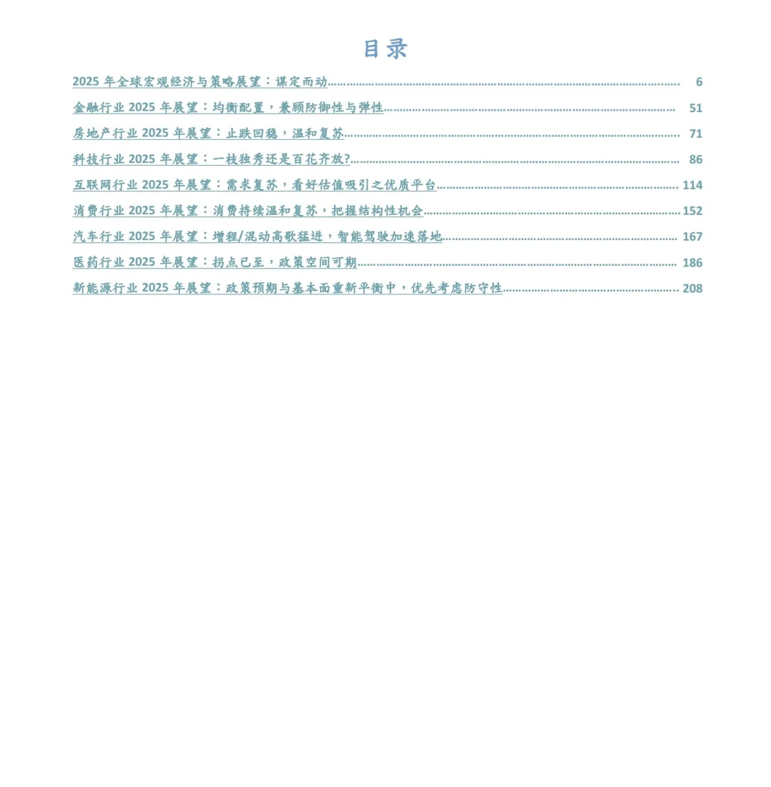 230页重磅报告:2025年宏观及八大行业展望