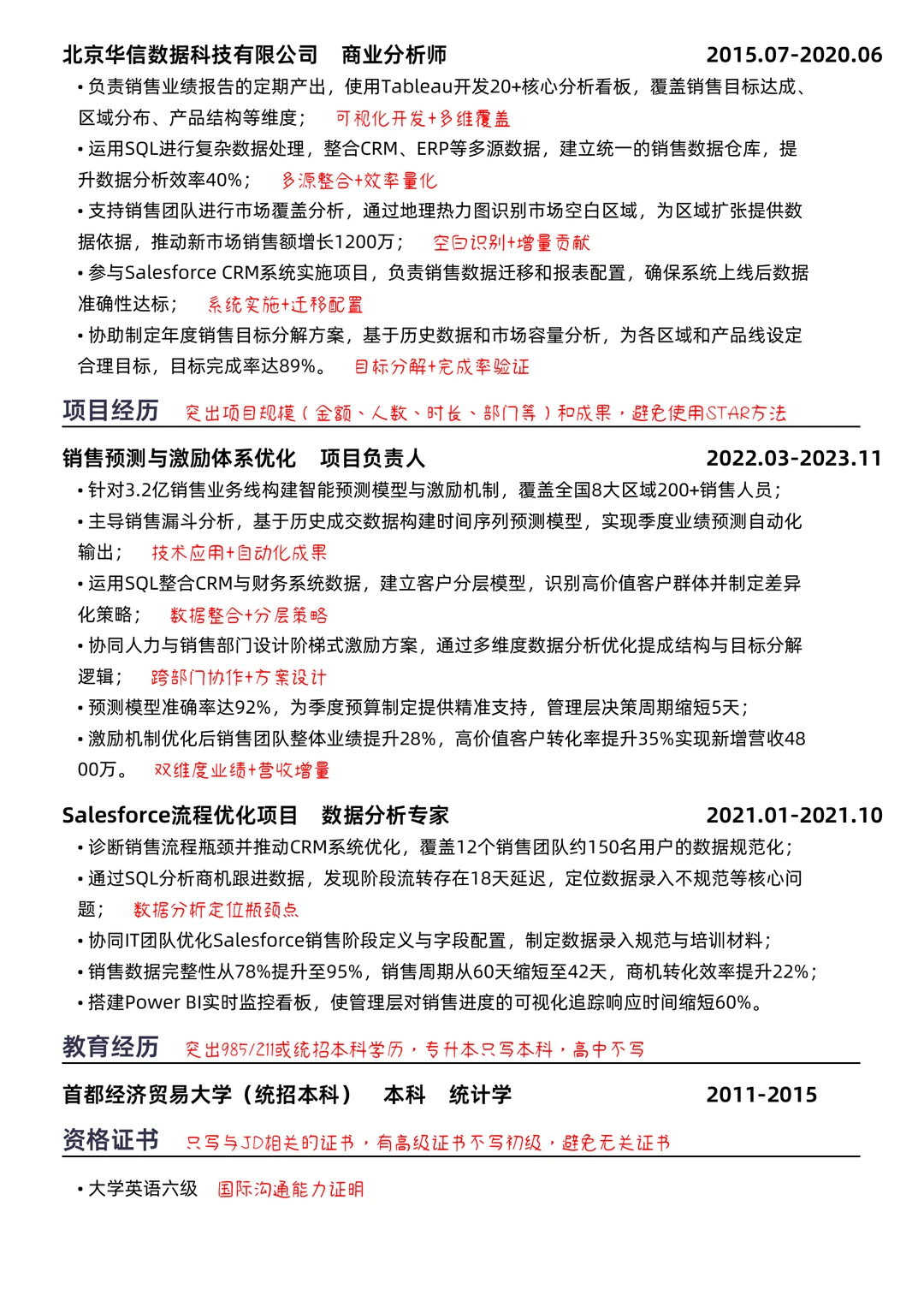 今天看了上百份商业分析简历，这个最好?
