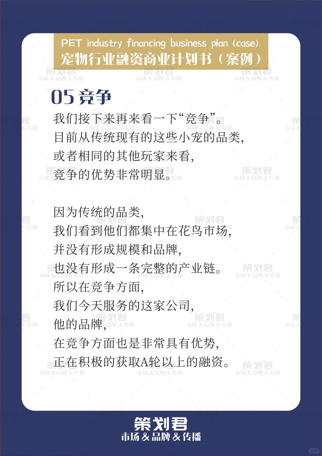 宠物行业融资商业计划书（案例）?