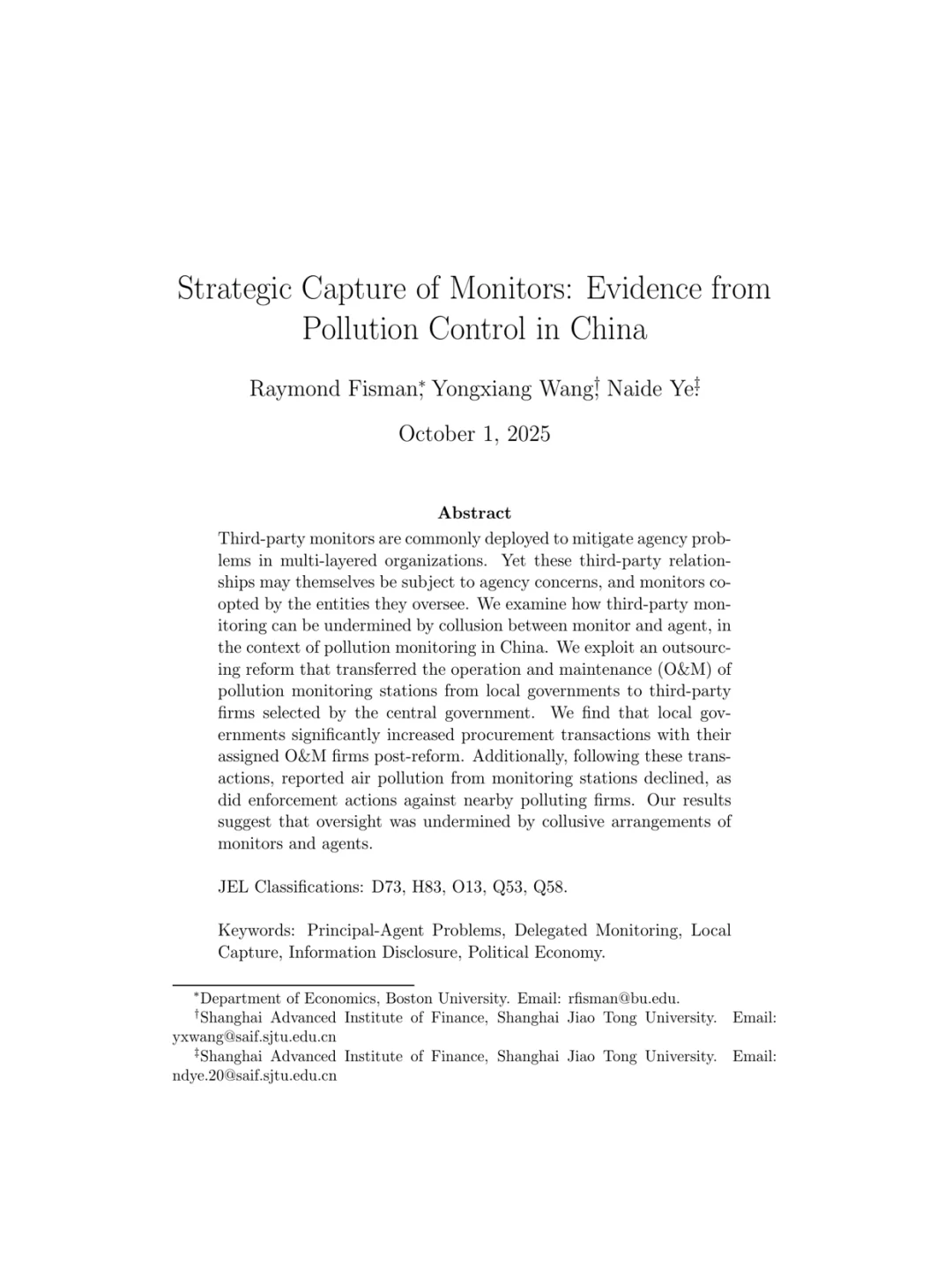 一篇2025年有意思且有意义的环境经济学研究