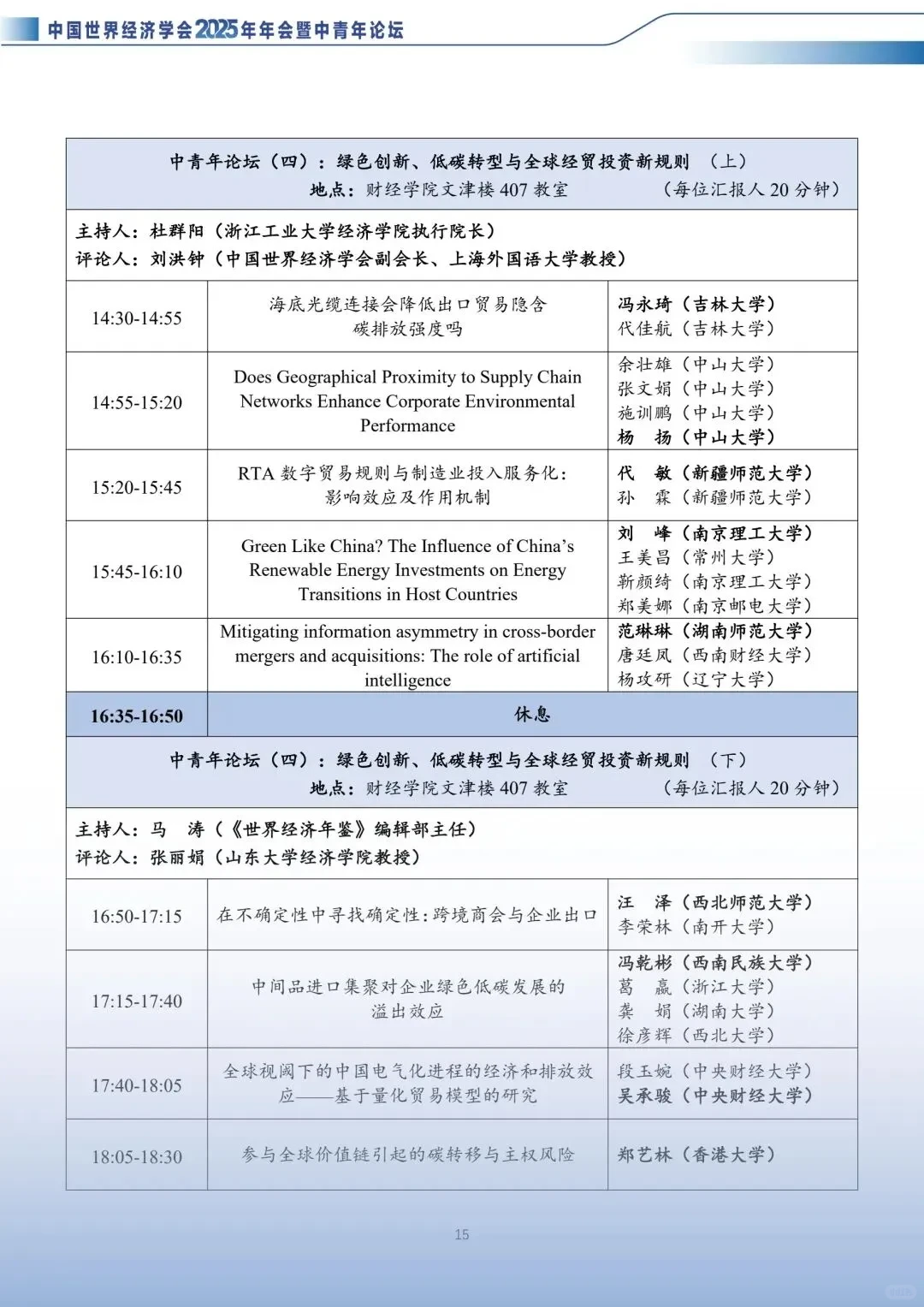 中国世界经济学会2025年会入围论文好多啊!
