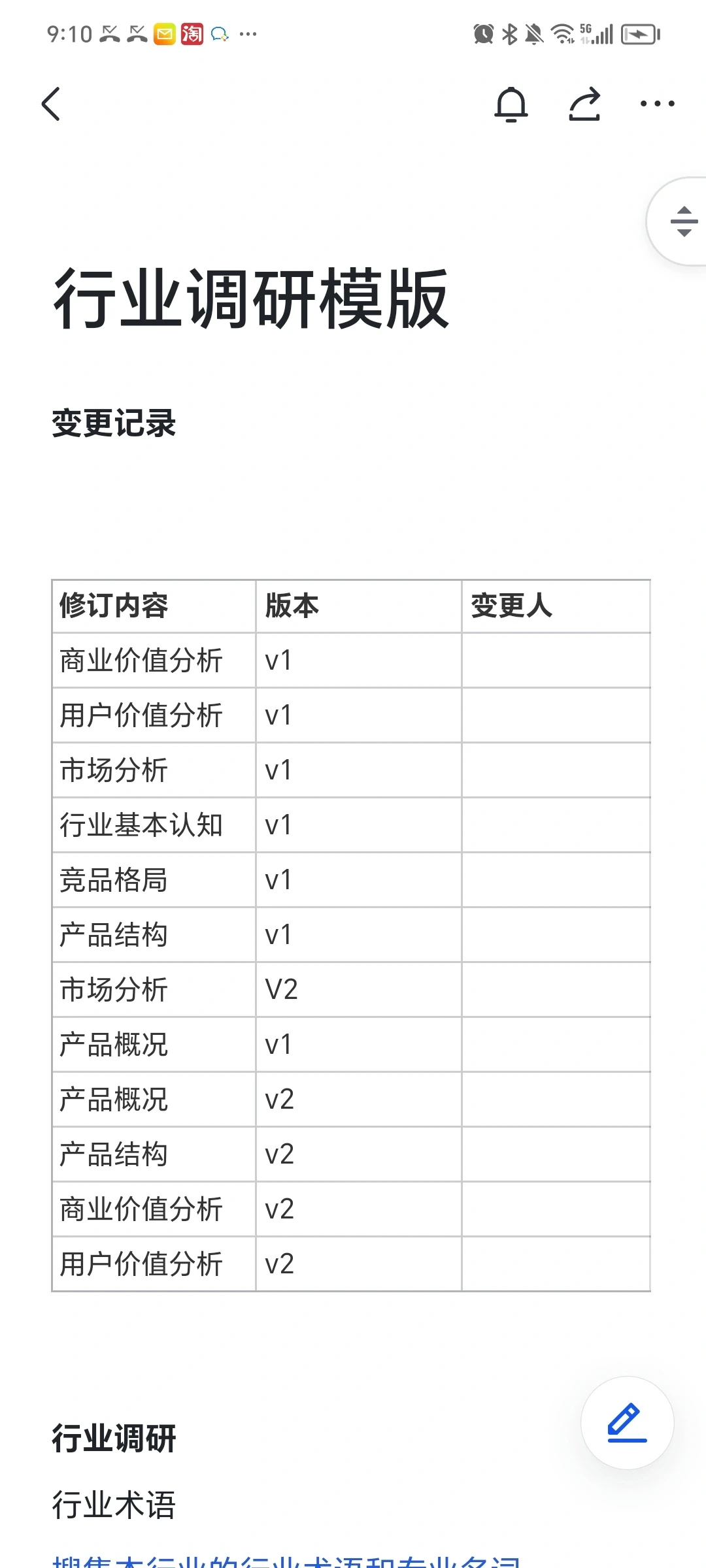 行业调研模板