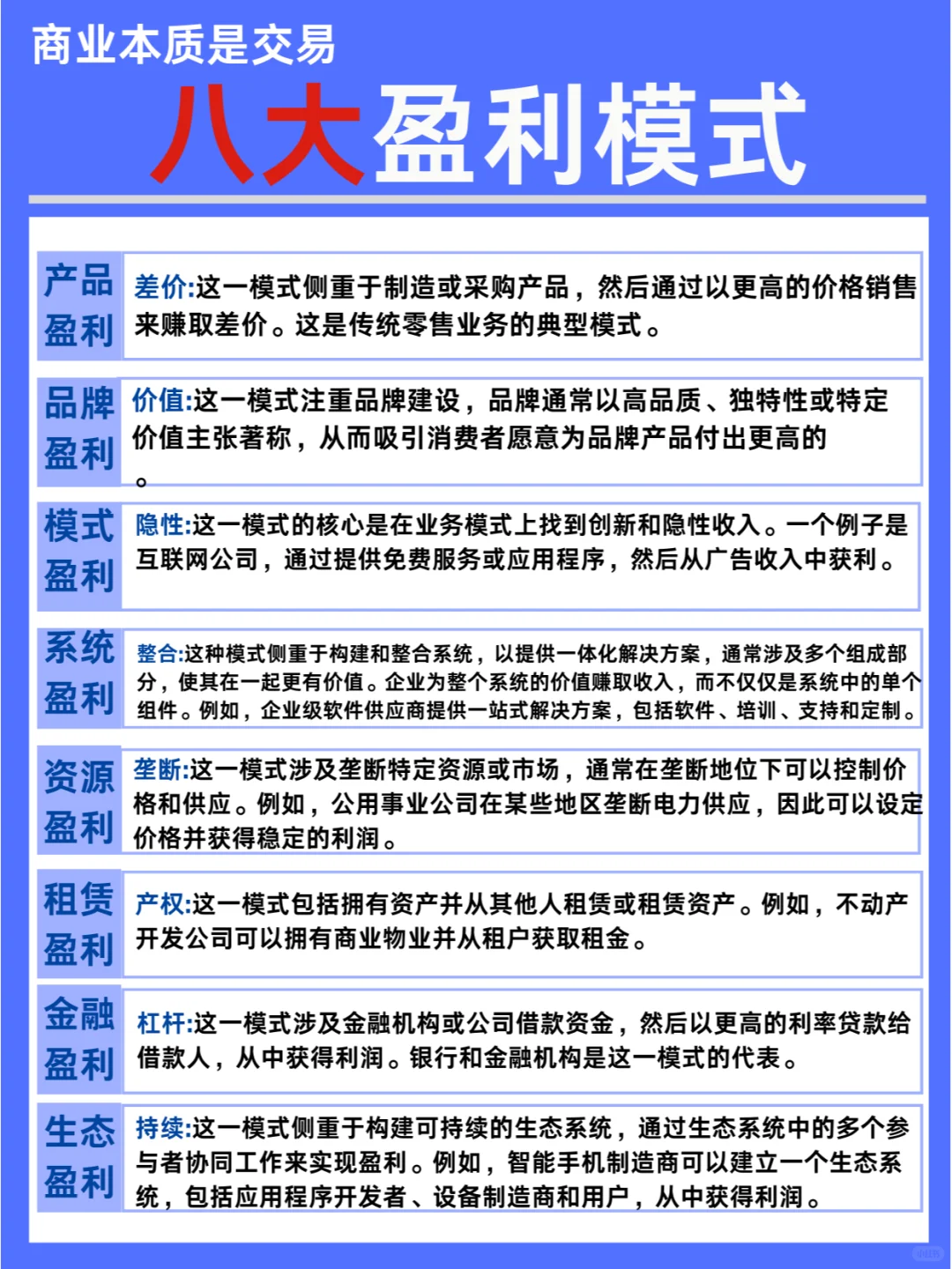?这八大商业盈利模式，做企业一定要掌握
