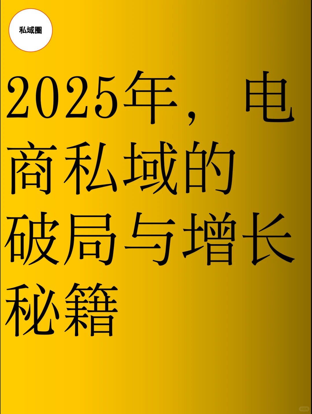 2025年，电商私域的 破局与增长秘籍