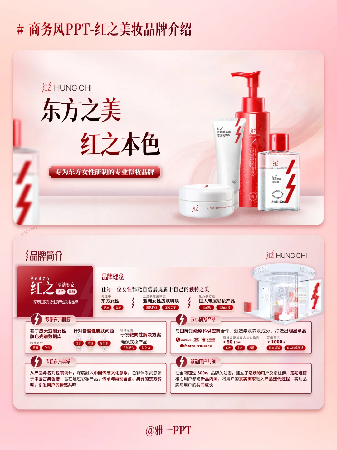 美妆人直接抄作业!这套美妆品牌PPT太顶了