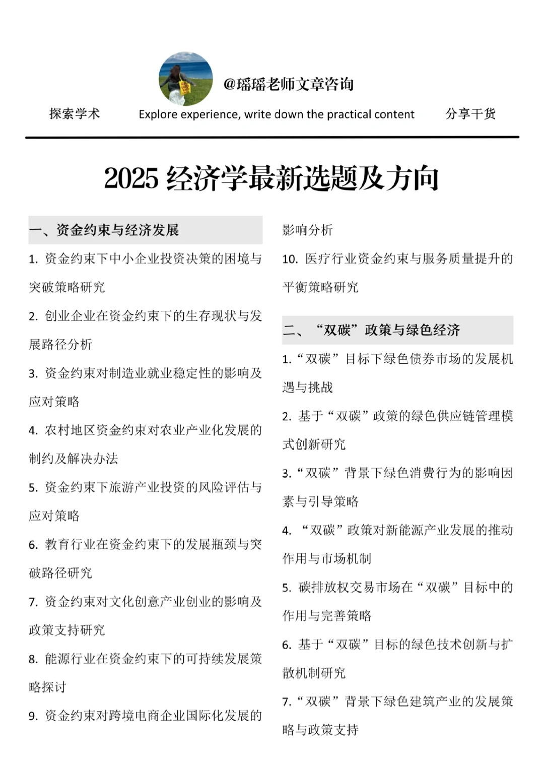 后悔没有在经济学论文选题前刷到它啊?