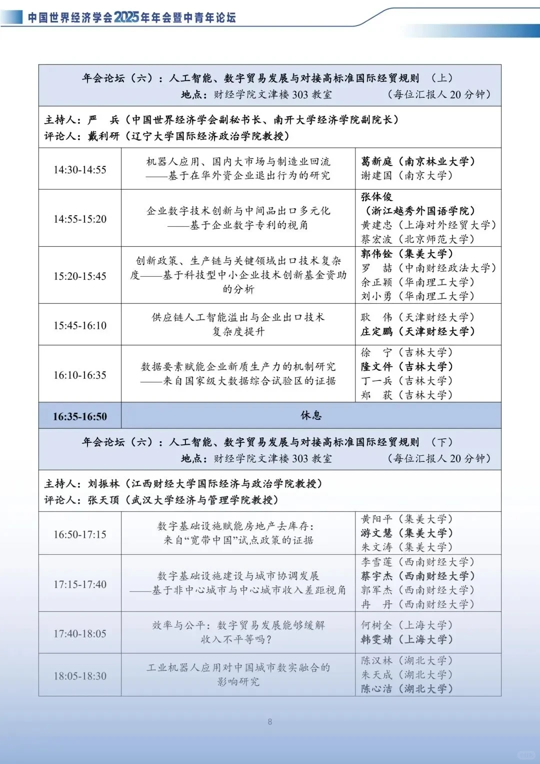 中国世界经济学会2025年会入围论文好多啊!