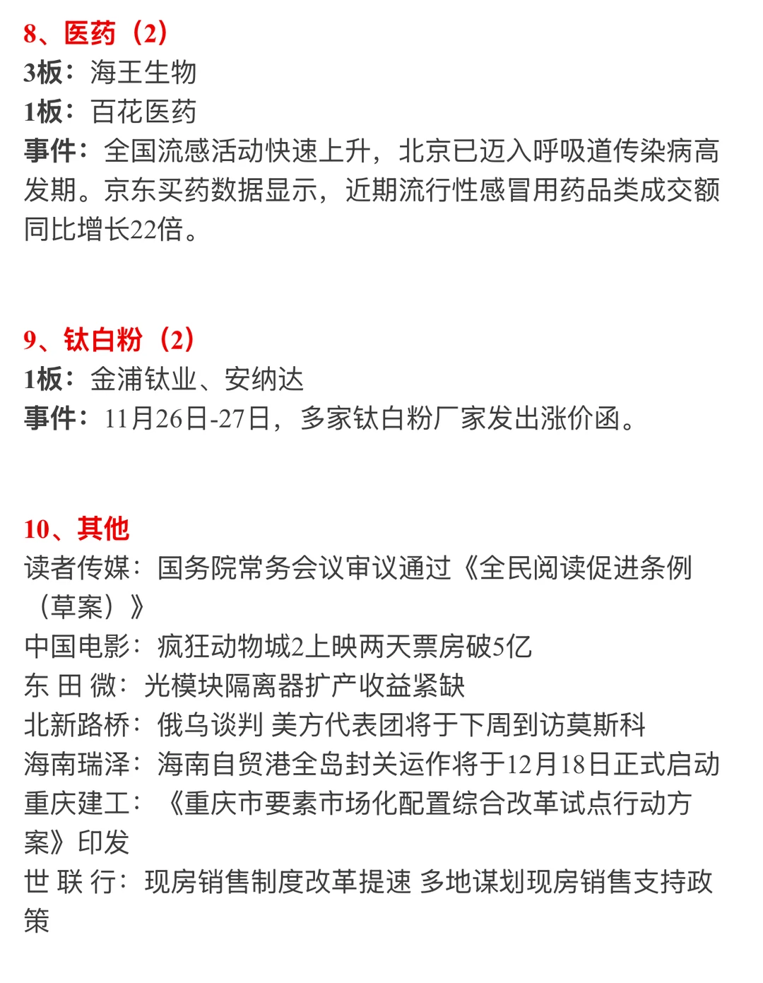 ?【12月1日 | 周一盘前热点速递】?