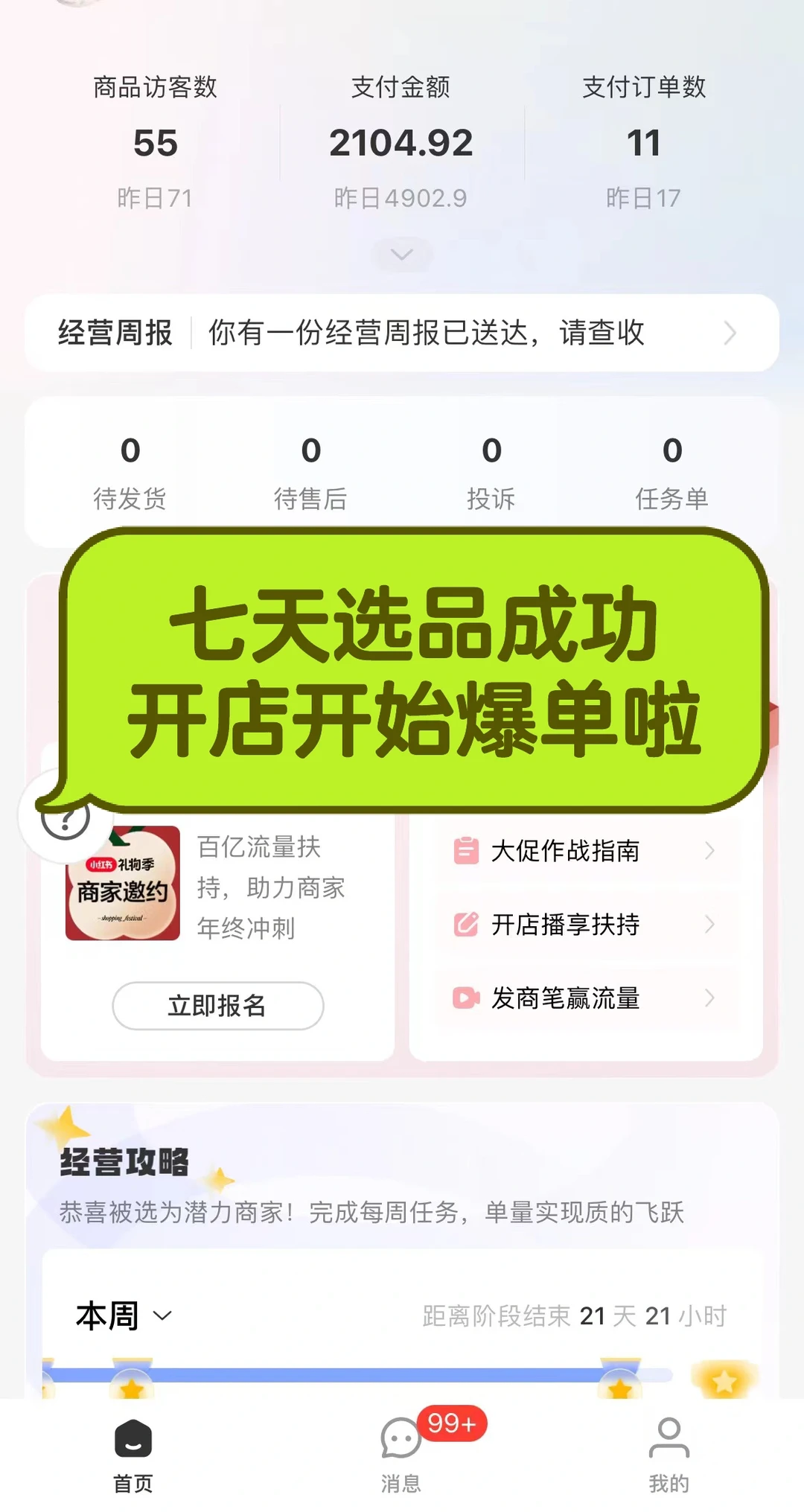 成功选品,开店爆单啦!