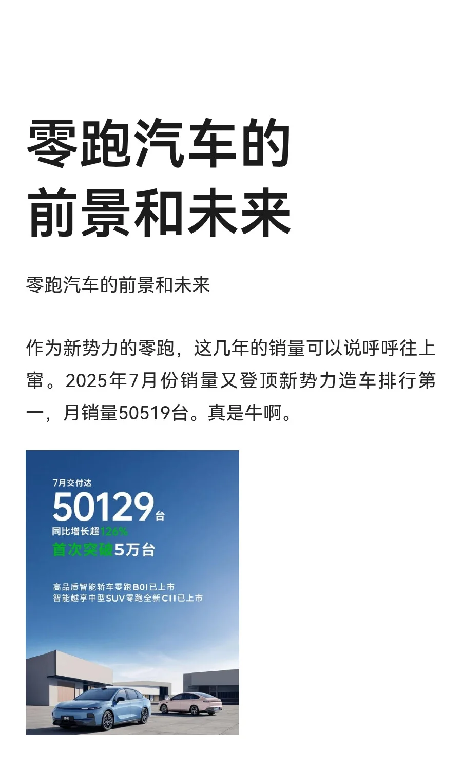 零跑汽车的前景和未来