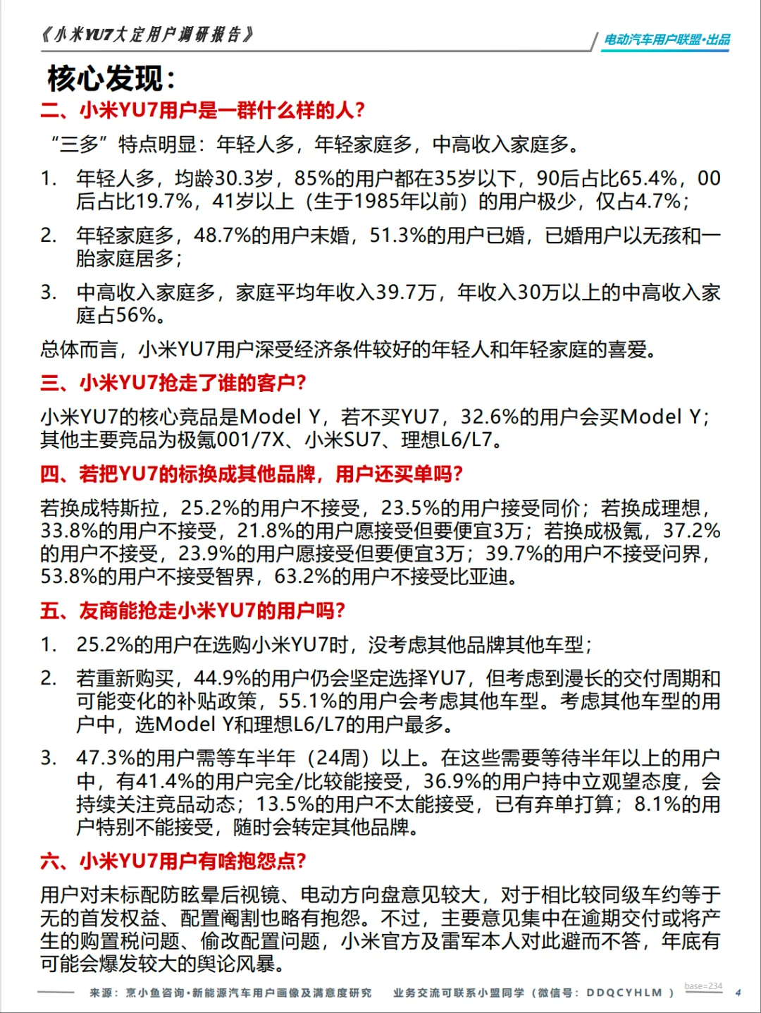 电动汽车用户联盟小米YU7大定用户调研报告