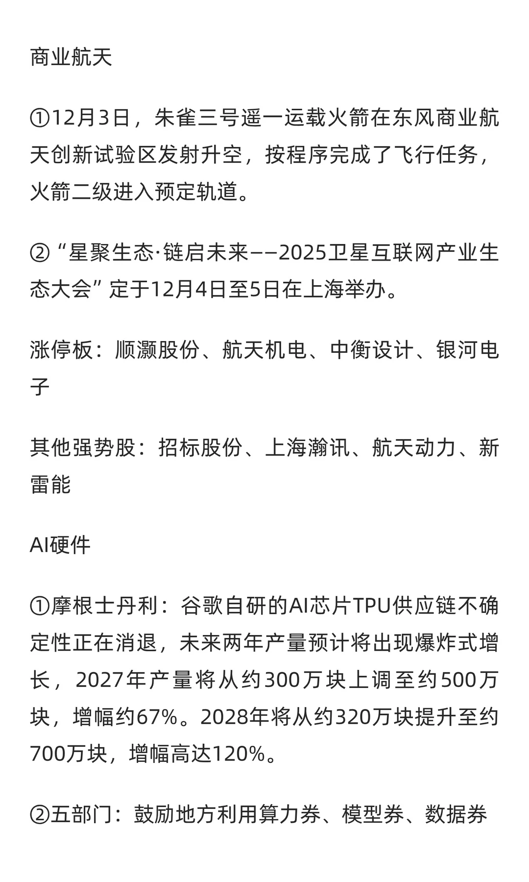 12月3日复盘笔记：大消费/医药/商业航天/AI