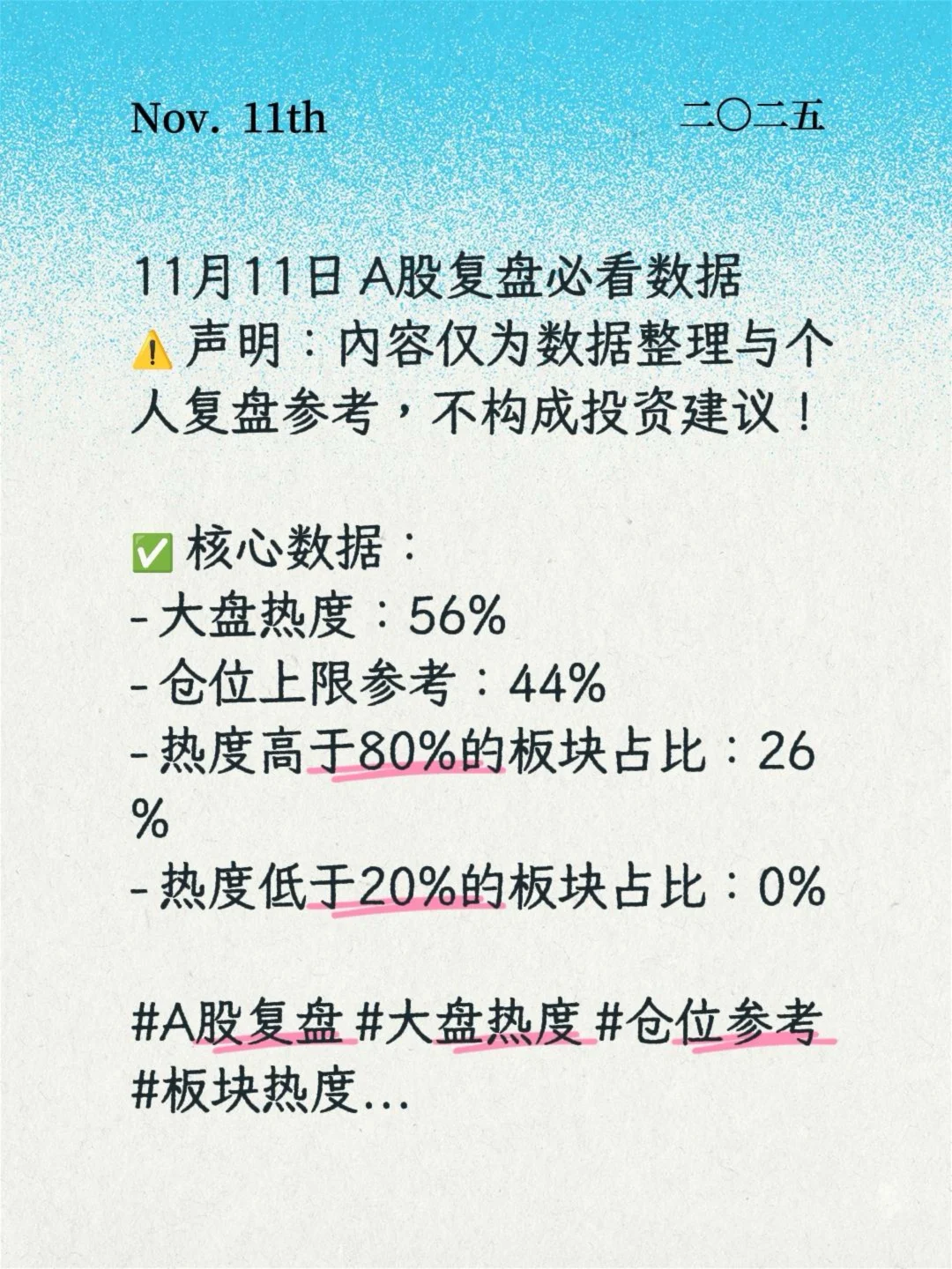 11月11日 A股复盘必看数据?