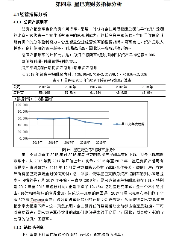 财务管理专业毕业论文｜星巴克盈利能力分析