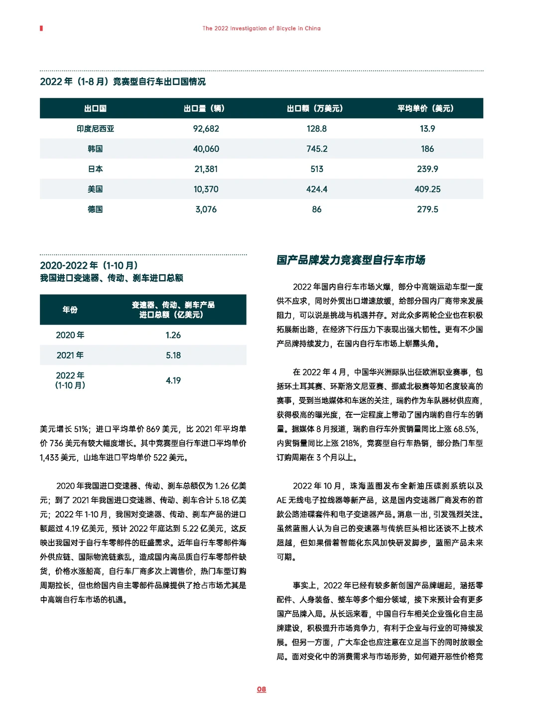 2022年中国自行车行业调查报告-111页