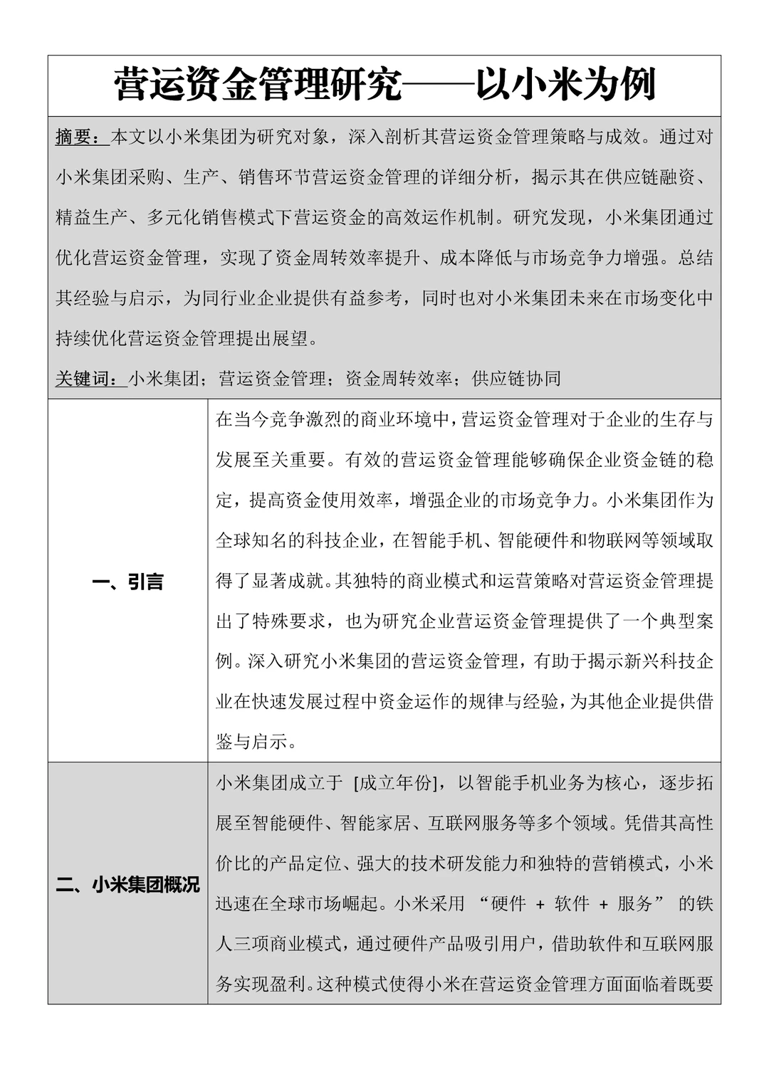 营运资金管理研究还不知道怎么写吗❓❓