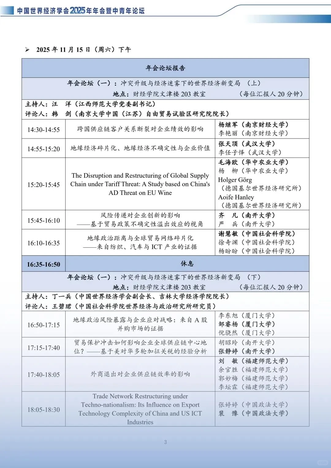 中国世界经济学会2025年会入围论文好多啊!