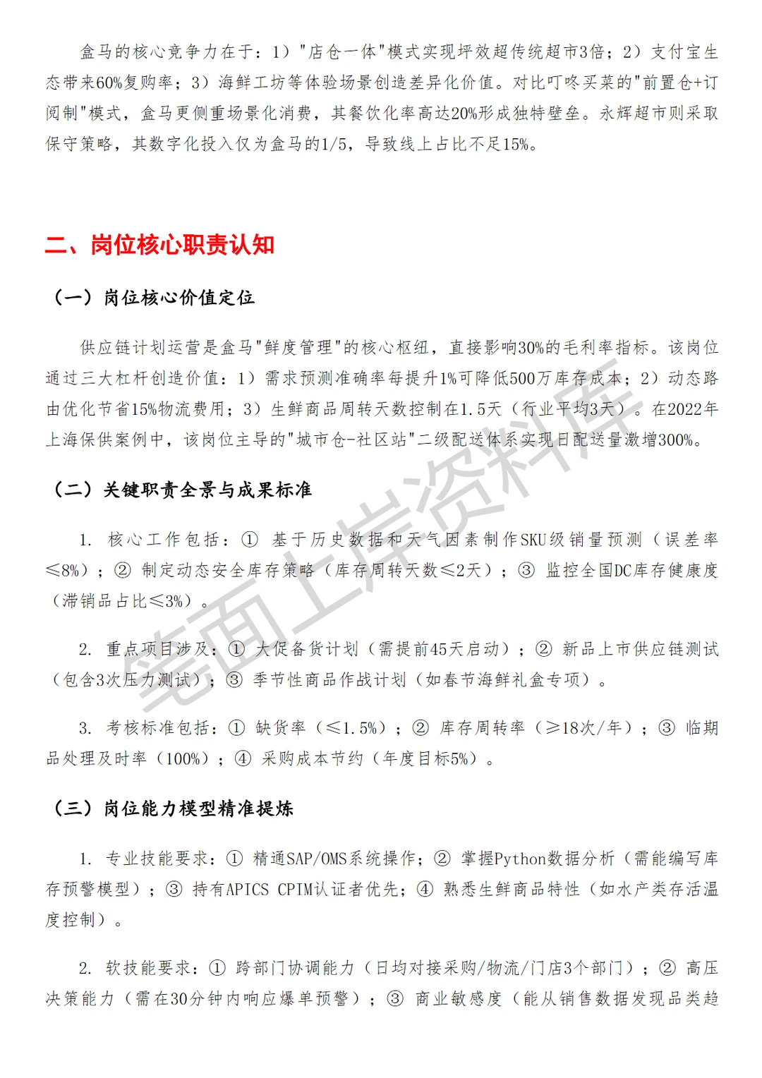 盒马供应链计划运营