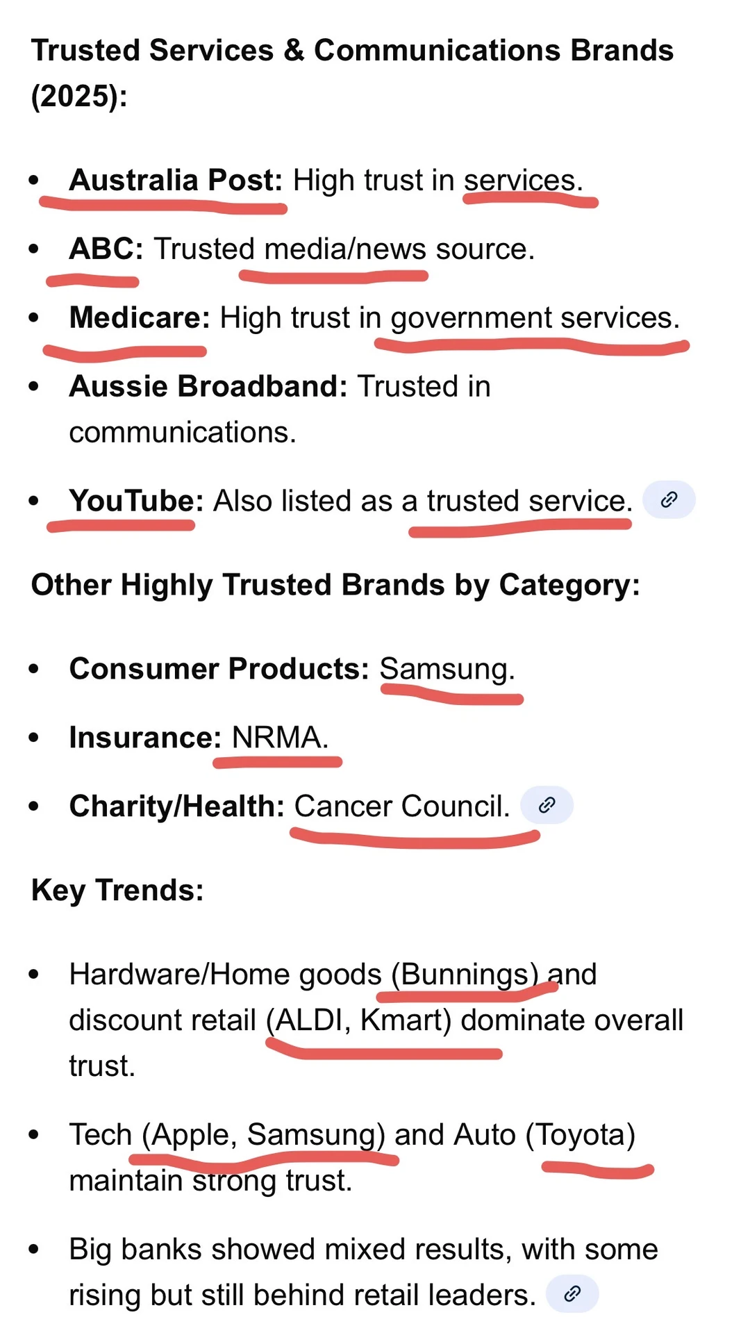 澳最受信任品牌：Bunnings霸榜一，红绿超垫底