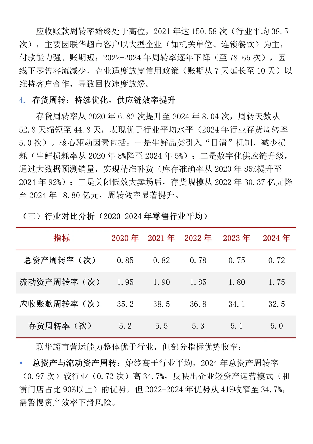 财务报表分析--以联华超市为例