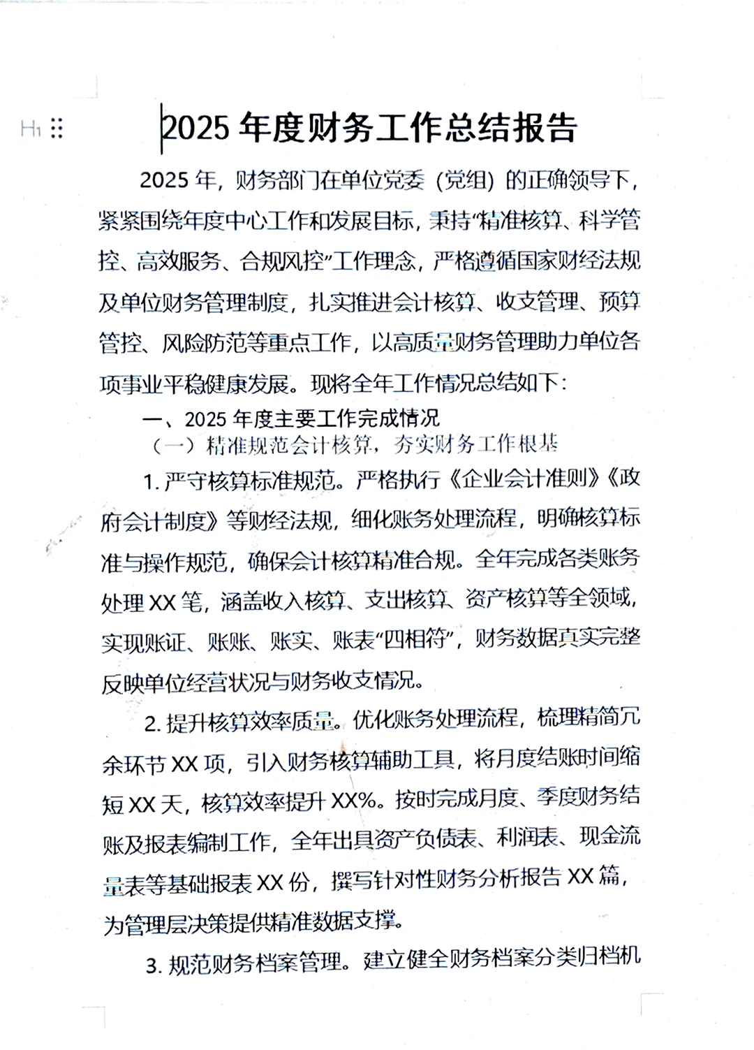 2025年度财务工作总结报告