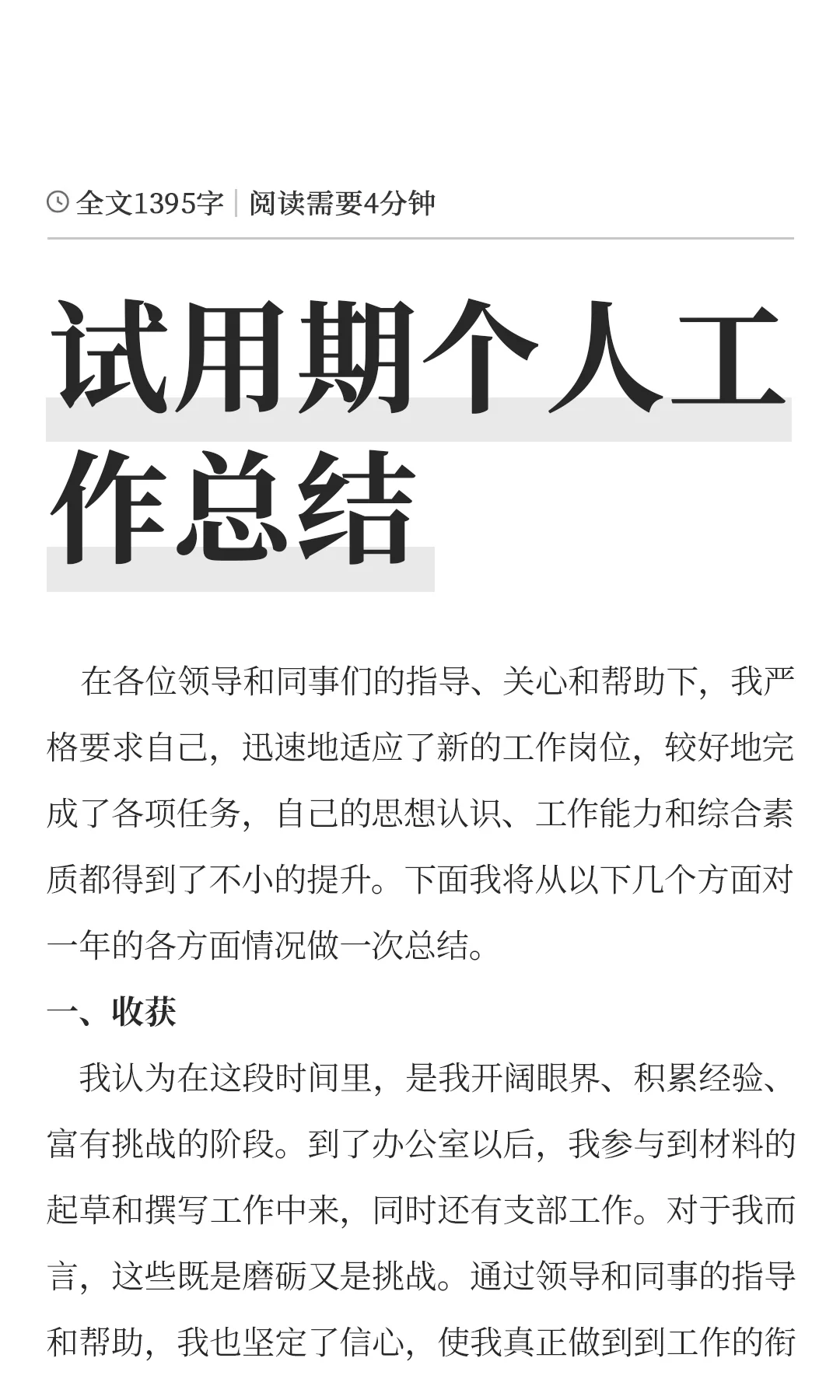 2025试用期工作总结