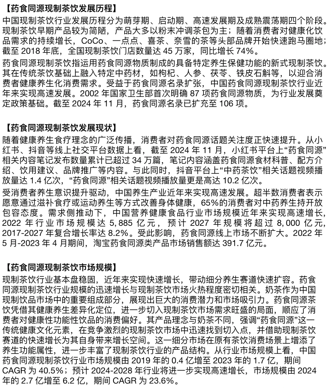 每天了解一个消费行业：【药食同源茶饮】
