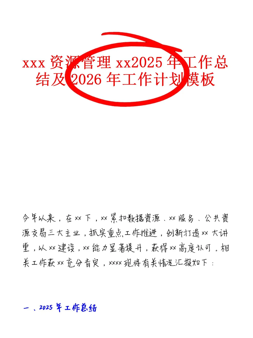 数据资源管理，2025工作总结模板