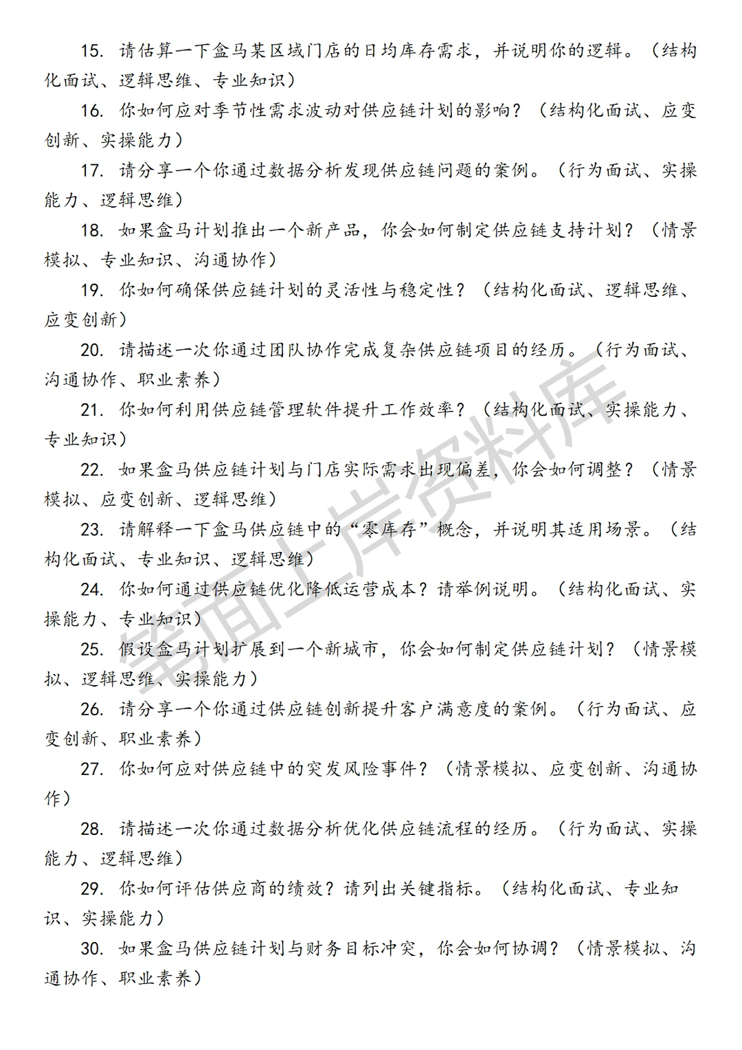 盒马供应链计划运营