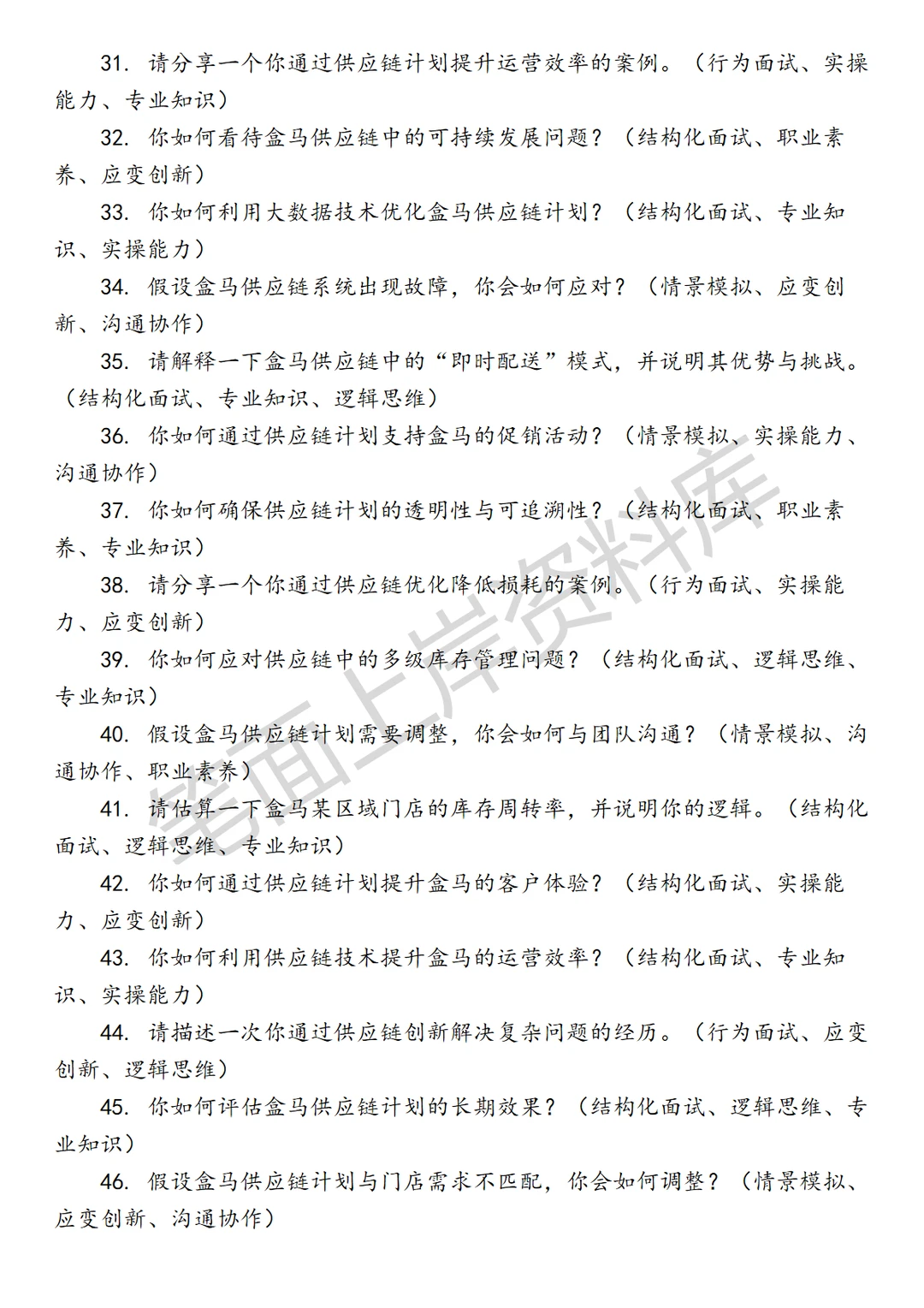 盒马供应链计划运营
