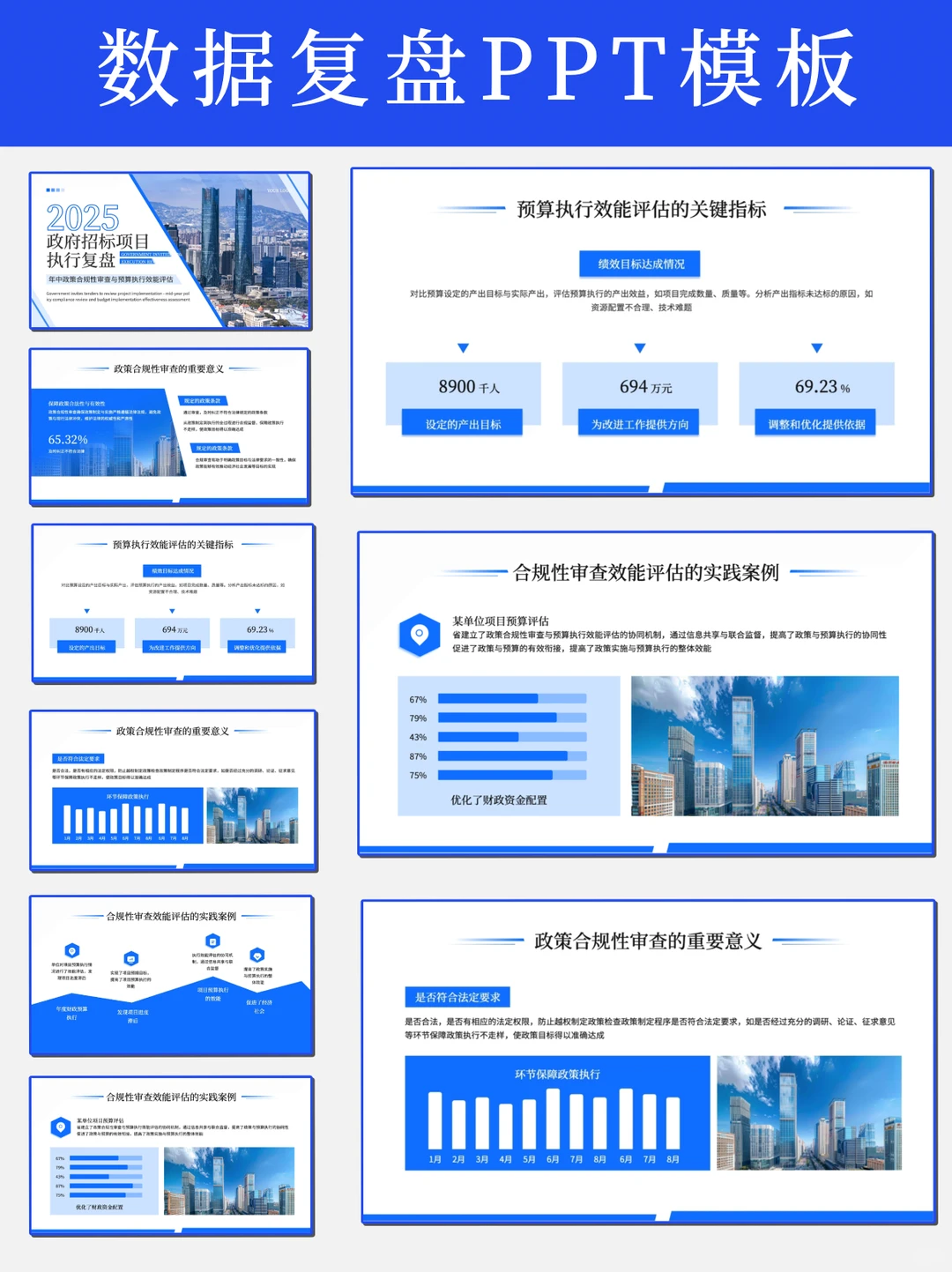 超好用的数据复盘PPT模板|数据可视化