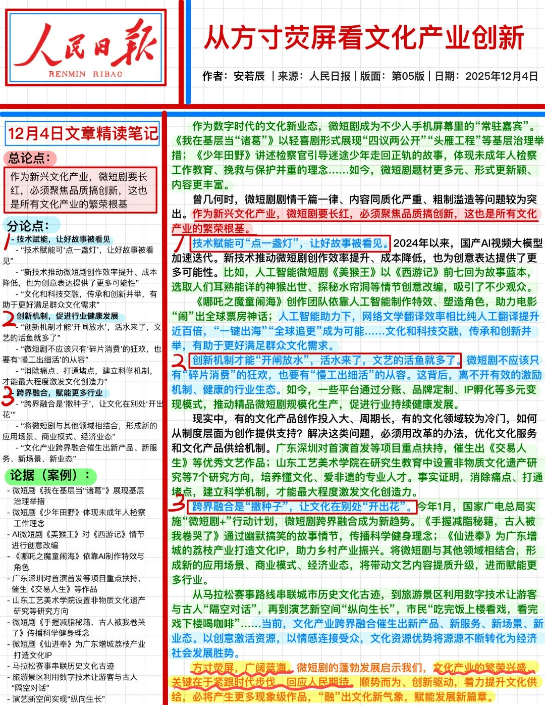 人民日报文章每日精读✔——文化产业创新