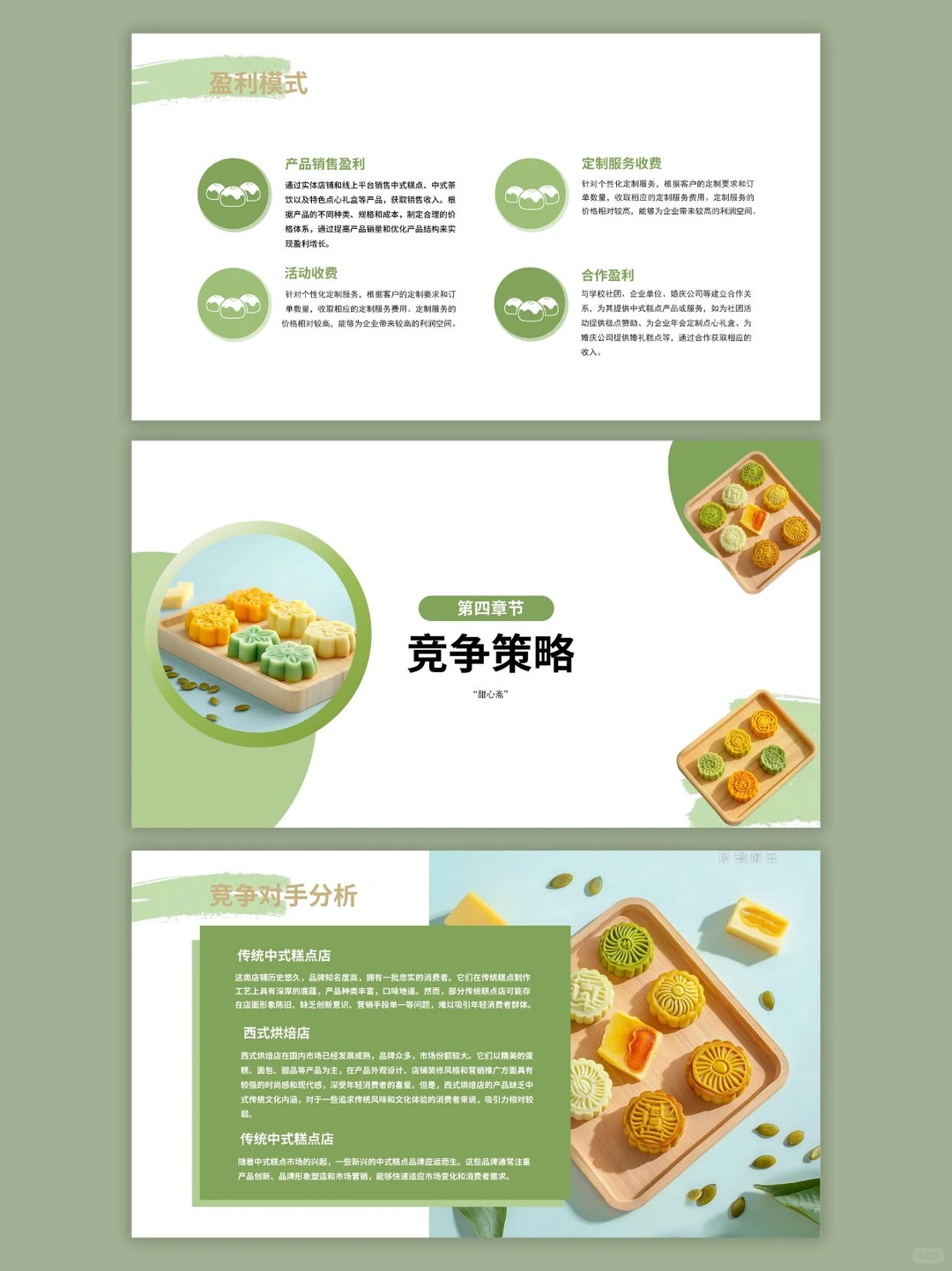 中式糕点创新创业计划书ppt和word