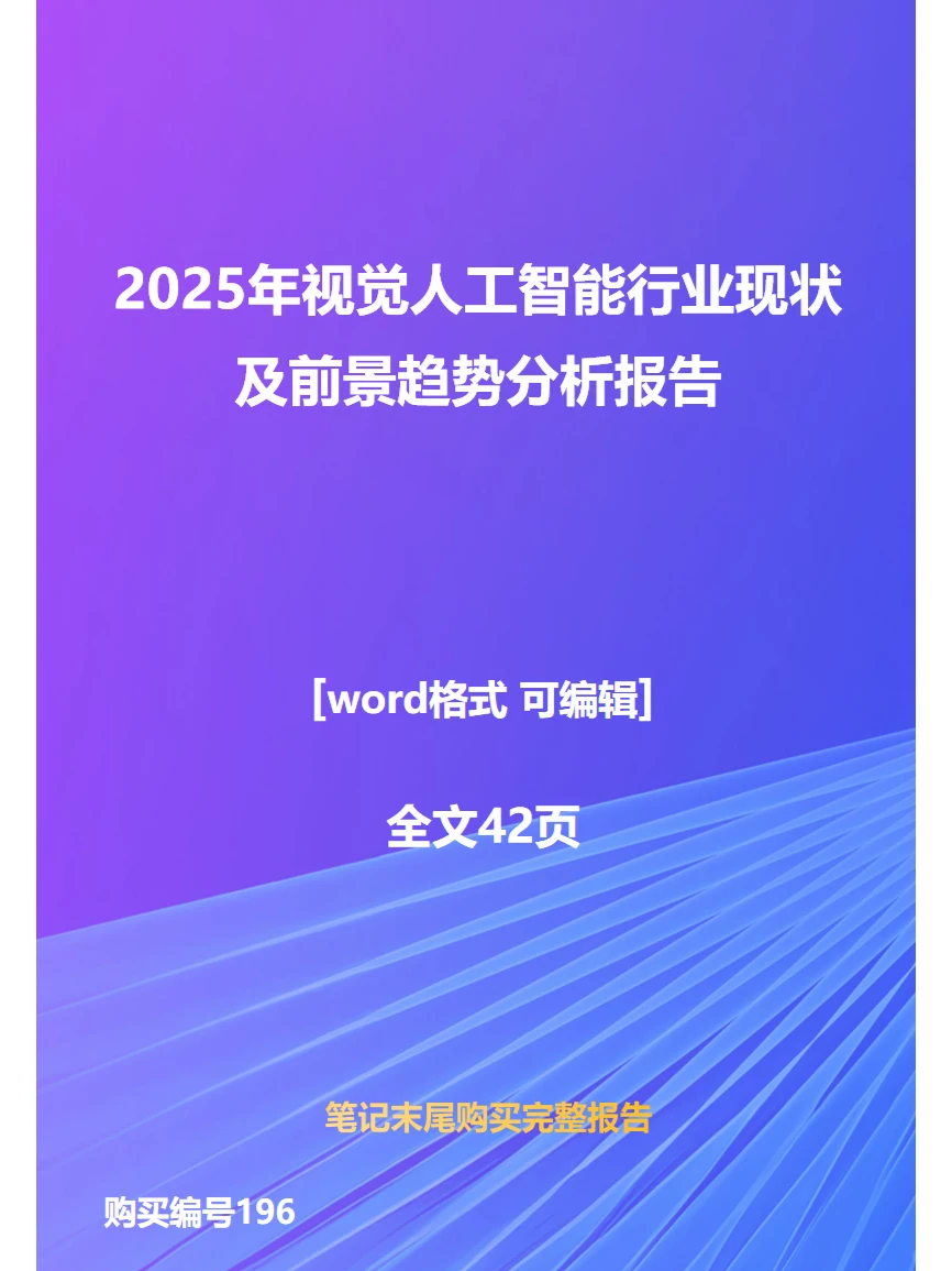 2025年视觉人工智能行业现状及趋势分析报告