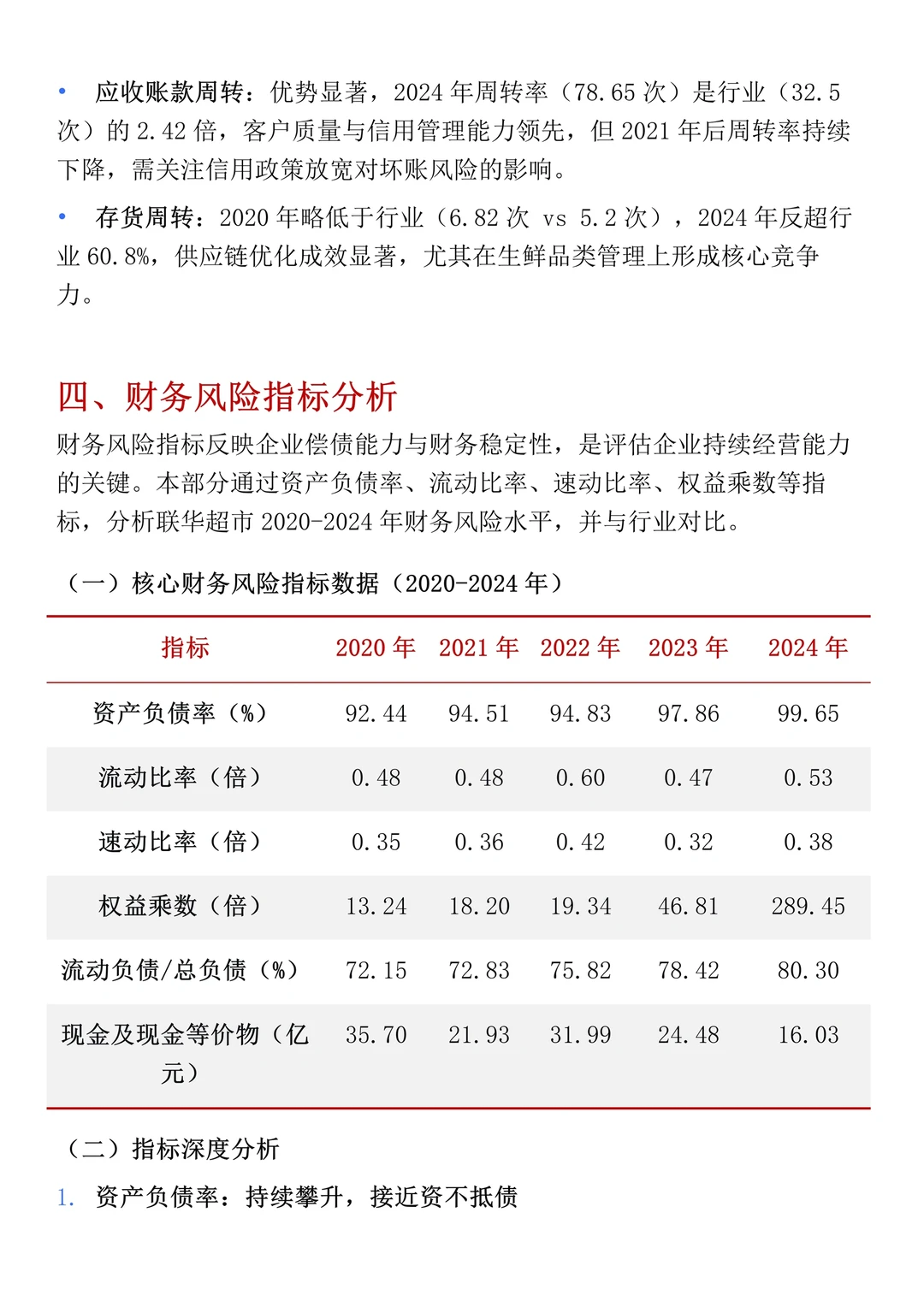财务报表分析--以联华超市为例