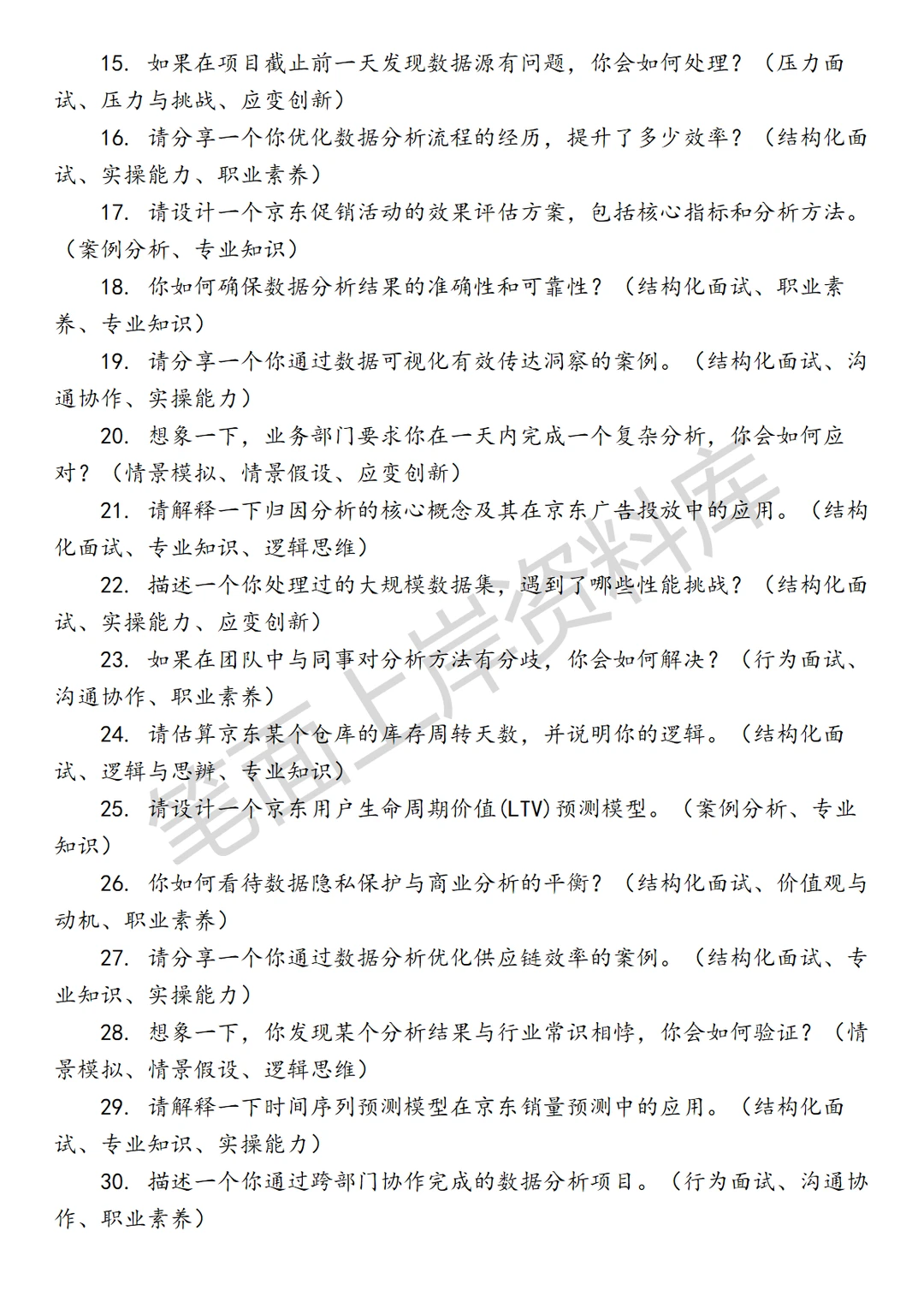 京东商业数据分析工程师
