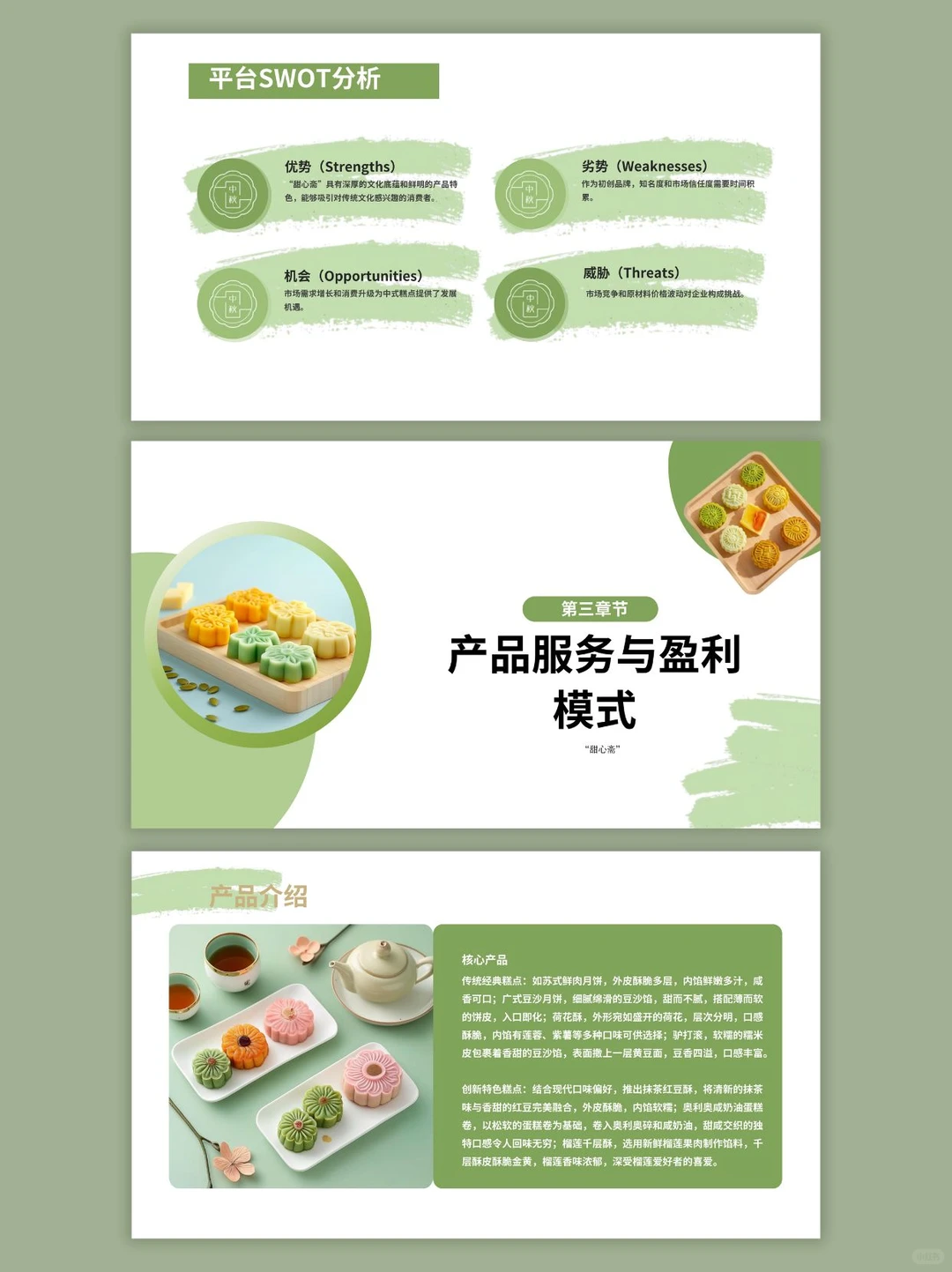 中式糕点创新创业计划书ppt和word
