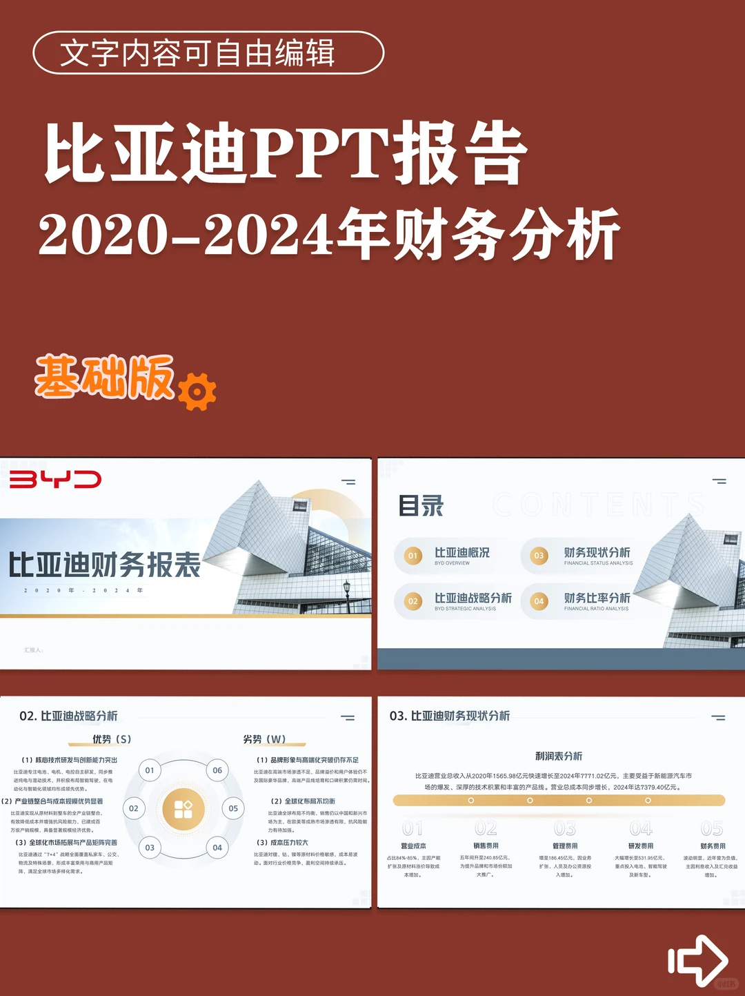 比亚迪2020-2024年财务分析PPT报告