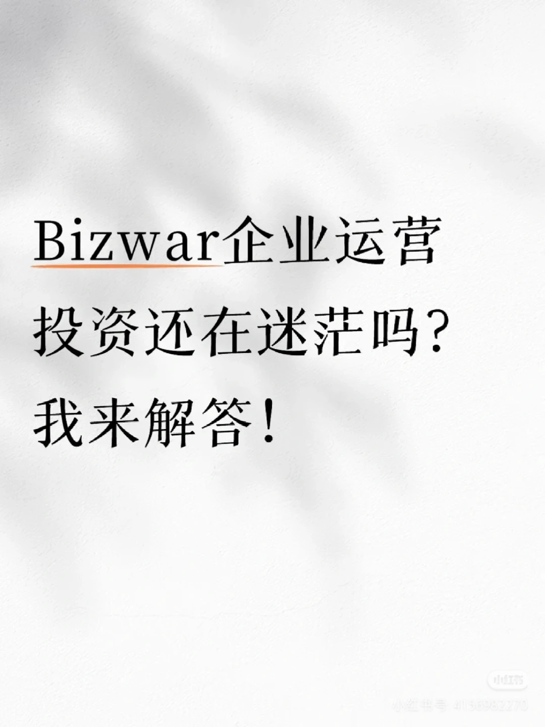 bizwar投资原理很简单，快来看看叭