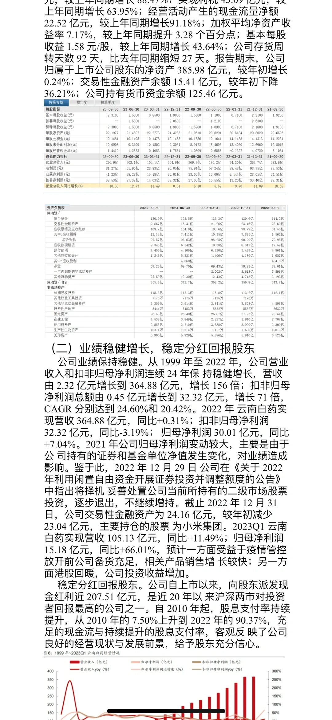 云南白药证券投资分析报告分析