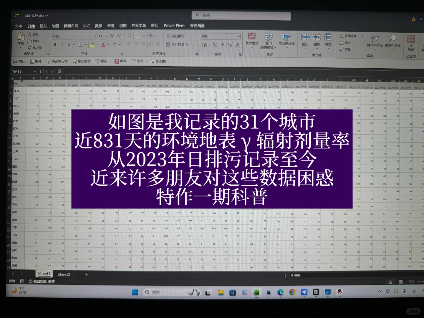 关于831天辐射数据的一期科普
